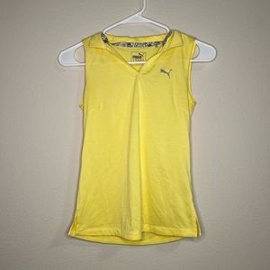 Yellow sleeveless golf shirt